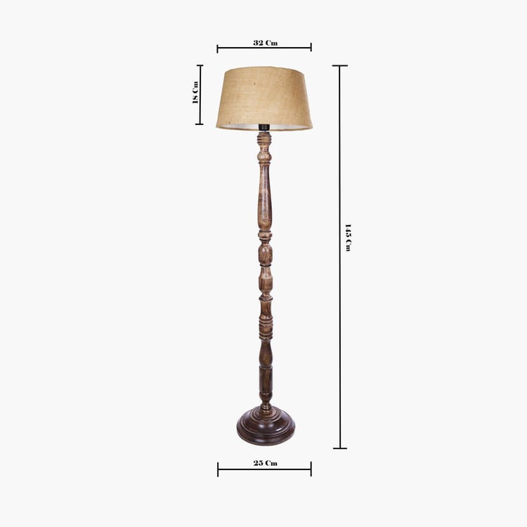 HOMESAKE Contemporary Decor Brown Textured Wooden Floor Lamp