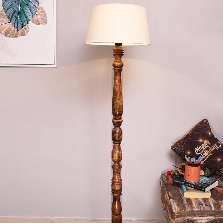 HOMESAKE Contemporary Decor Brown Wooden Floor Lamp