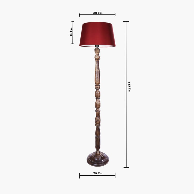 HOMESAKE Contemporary Decor Red Wooden Floor Lamp