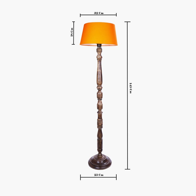 HOMESAKE Contemporary Decor Orange Wooden And Linen Floor Lamp