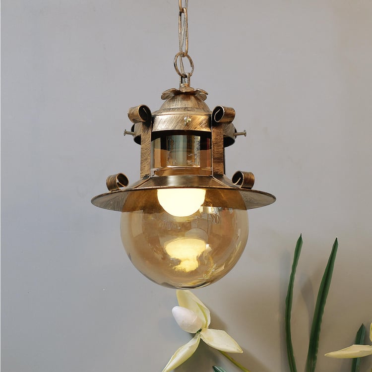 HOMESAKE Contemporary Decor Gold Metal and Glass Ceiling Lamp