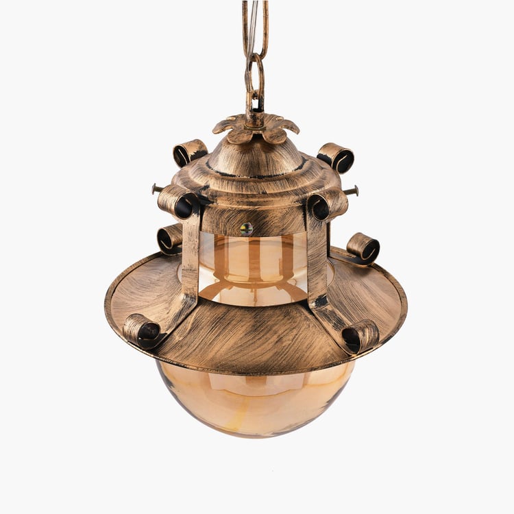 HOMESAKE Contemporary Decor Gold Metal and Glass Ceiling Lamp