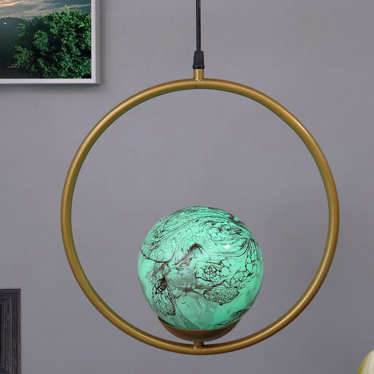 HOMESAKE Contemporary Decor Green Printed Metal Ceiling Lamp