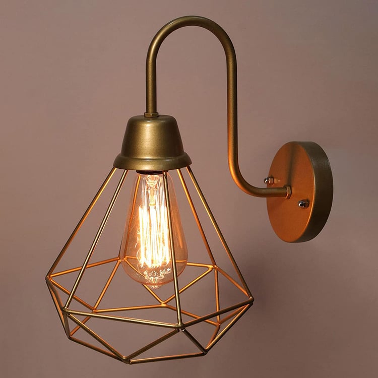 HOMESAKE Contemporary Decor Gold Solid Metal Wall Lamp