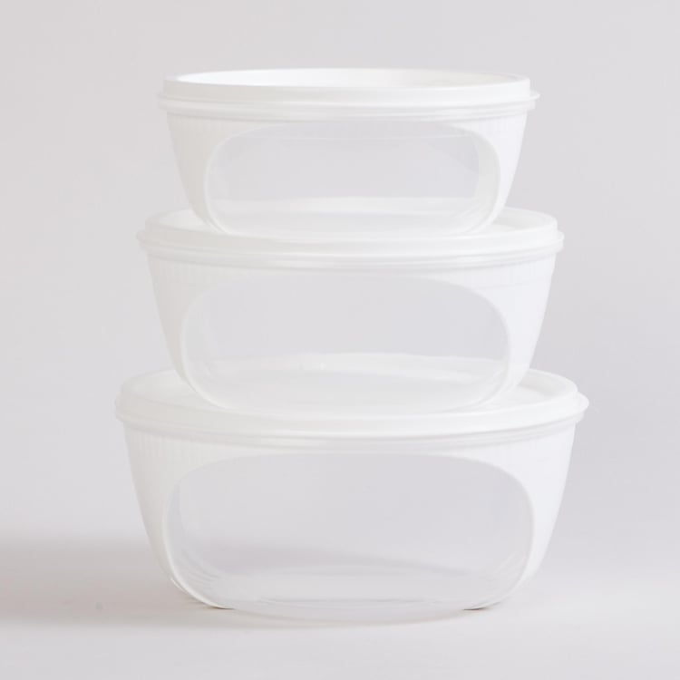 Fiesta White Round Storage Containers with Lid - Set of 3