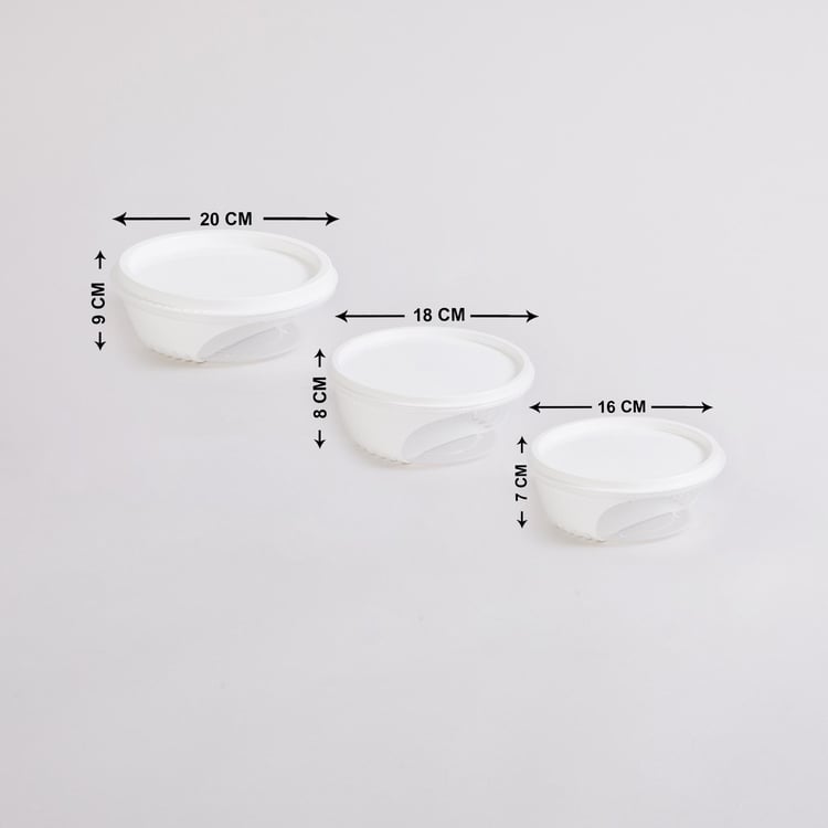 Fiesta White Round Storage Containers with Lid - Set of 3