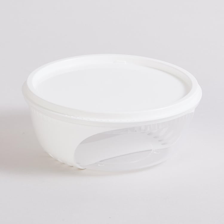 Fiesta White Round Storage Containers with Lid - Set of 3