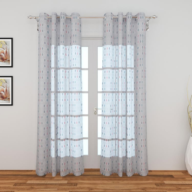 Lavish Set of 2 Embroidered Light Filtering Door Curtains