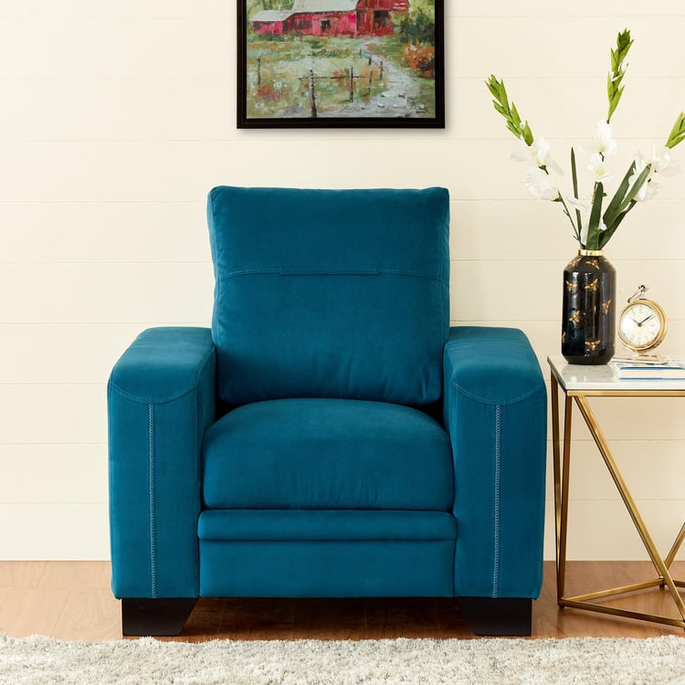 Quebec Fabric 1-Seater Sofa - Blue