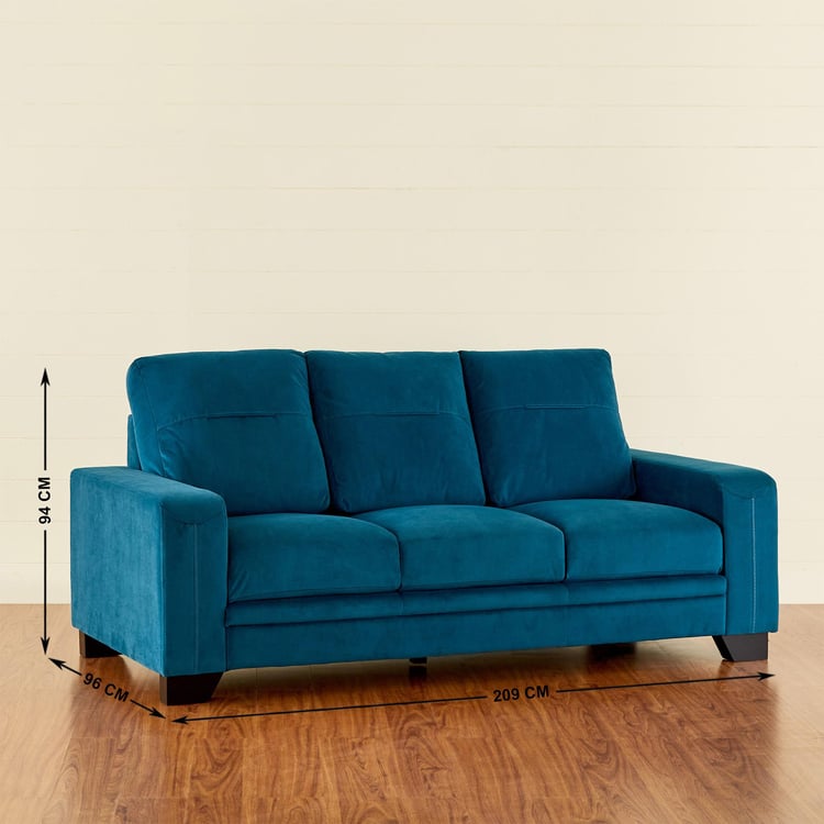 Quebec Velvet 3-Seater Sofa - Teal