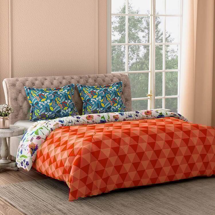 PORTICO Tuscan Multicolour Printed Cotton Queen Bed-In-A-Bag Set - 4Pcs