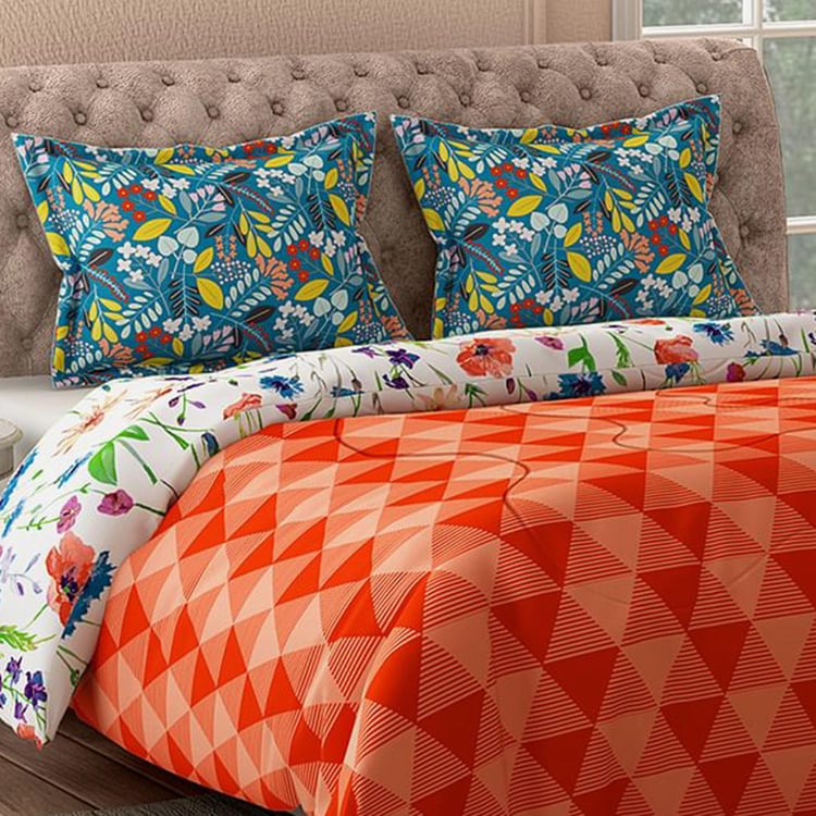 PORTICO Tuscan Multicolour Printed Cotton Queen Bed-In-A-Bag Set - 4Pcs