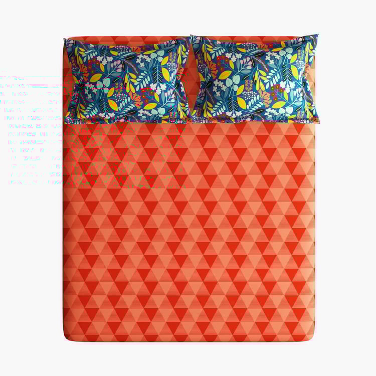 PORTICO Tuscan Multicolour Printed Cotton Queen Bed-In-A-Bag Set - 4Pcs