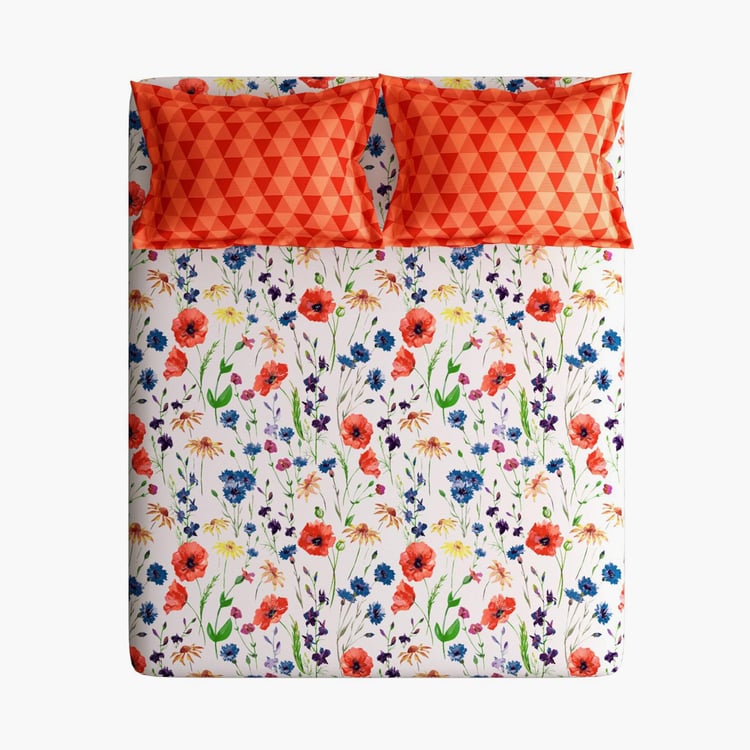 PORTICO Tuscan Multicolour Printed Cotton Queen Bed-In-A-Bag Set - 4Pcs