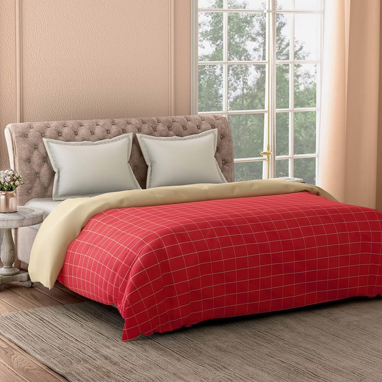 PORTICO Havelock Red Printed Cotton King Duvet Cover - 229x274cm