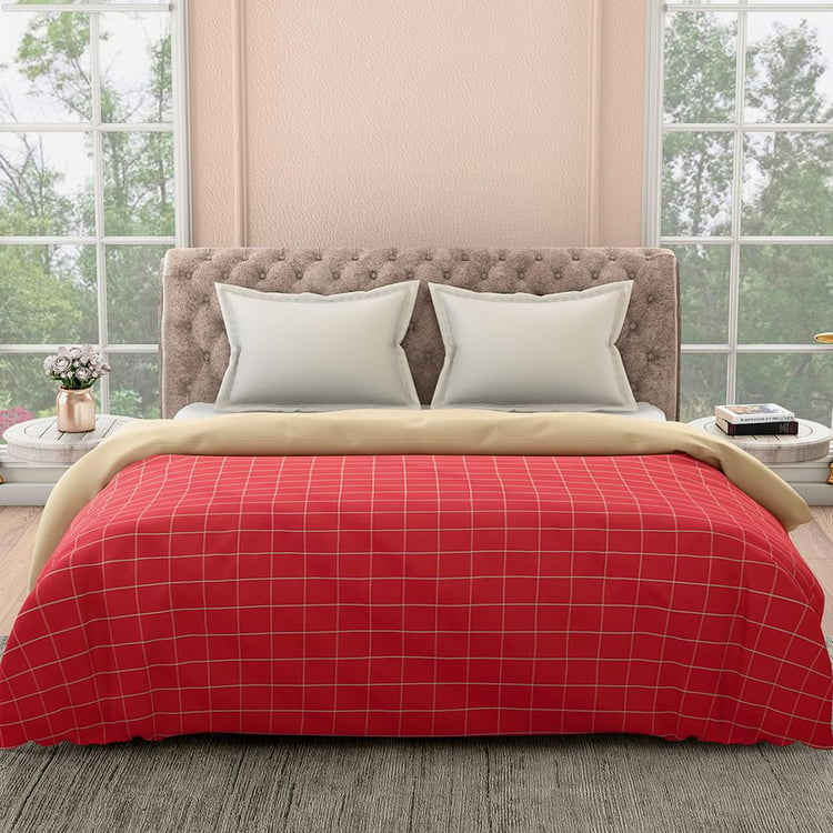 PORTICO Havelock Red Printed Cotton King Duvet Cover - 229x274cm