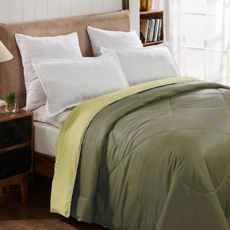 PORTICO Butter Cup Green Solid Cotton Double Comforter - 240x220cm