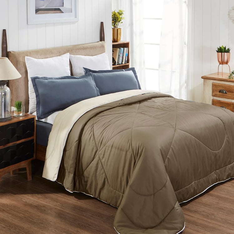 PORTICO Buttercup Brown Textured Queen Size Comforter - 220x240cm