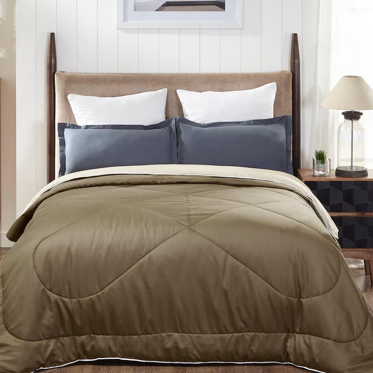 PORTICO Buttercup Brown Textured Queen Size Comforter - 220x240cm