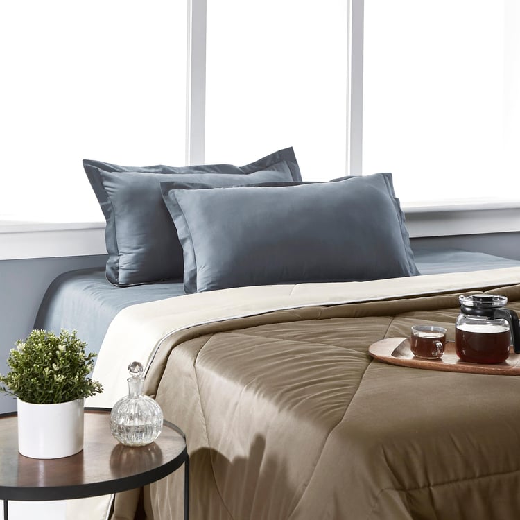 PORTICO Buttercup Brown Textured Queen Size Comforter - 220x240cm