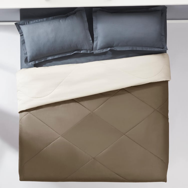 PORTICO Buttercup Brown Textured Queen Size Comforter - 220x240cm