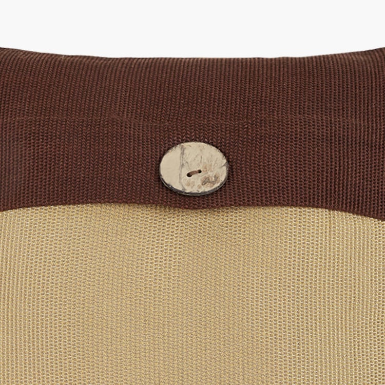 PORTICO Enchant Brown Cotton Solid Cushion Cover - 41x41cm