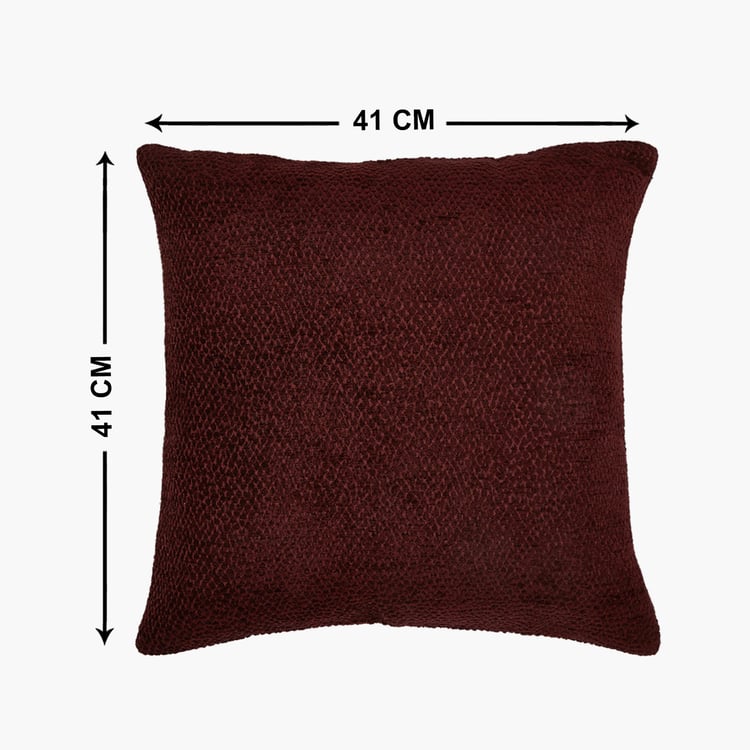 PORTICO Enchant Maroon Cotton Printed Cushion Cover - 41x41cm