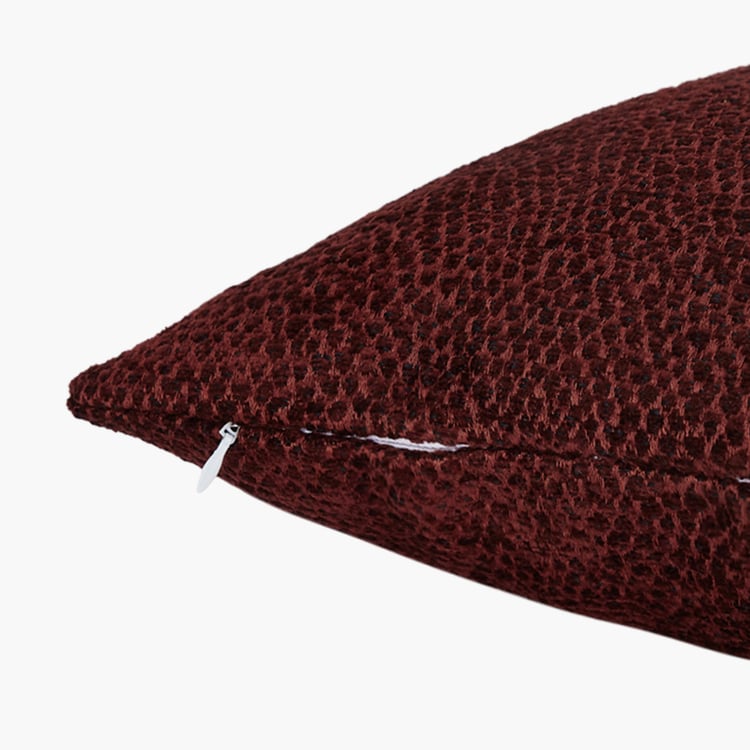 PORTICO Enchant Maroon Cotton Printed Cushion Cover - 41x41cm