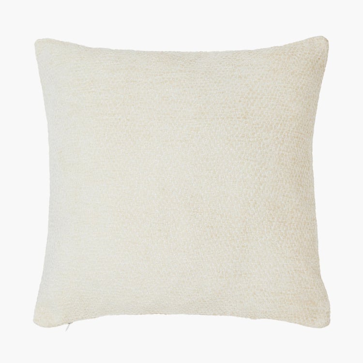 PORTICO Enchant White Solid Cotton Cushion Cover - 41x41cm