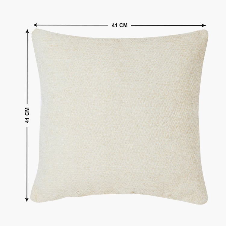 PORTICO Enchant White Solid Cotton Cushion Cover - 41x41cm