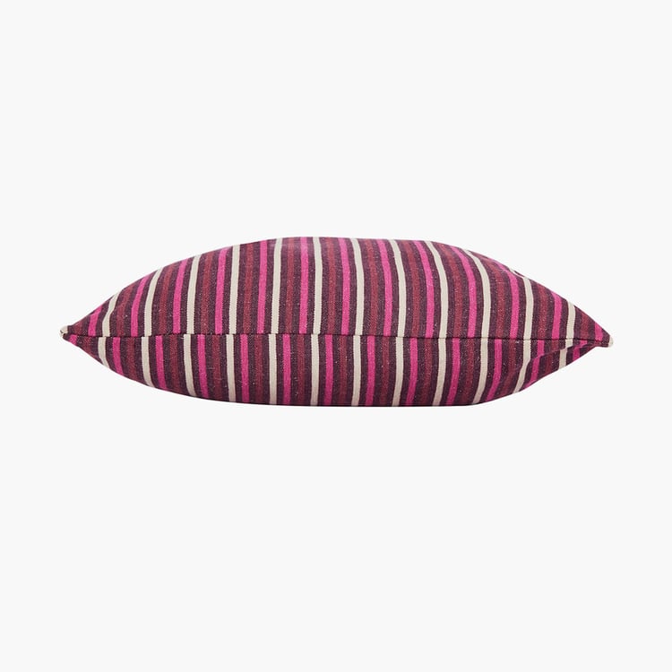 PORTICO Enchant Purple Striped Cotton Cushion Cover - 41x41cm