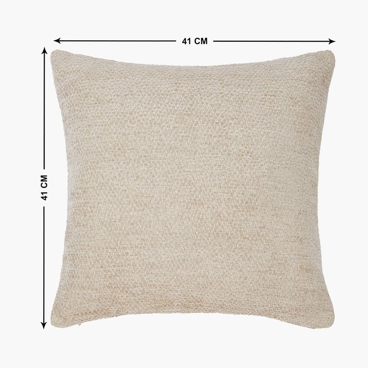 PORTICO Enchant Beige Textured Cotton Cushion Cover - 41x41cm