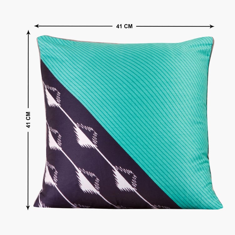 PORTICO Nishka Lulla Blue Printed Cotton Cushion Covers - 41x40cm - Set of 2