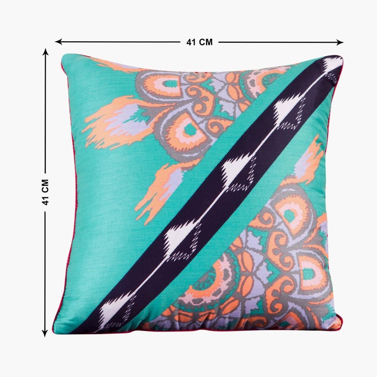 PORTICO Nishka Lulla Blue Printed Cotton Cushion Covers - 41x41cm - Set of 2