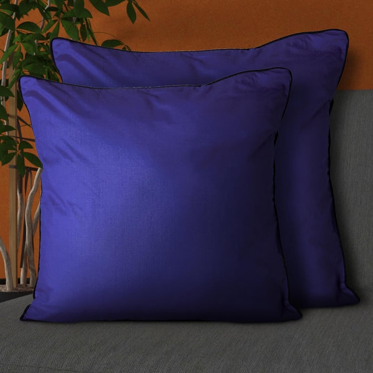 PORTICO Happiness Is Blue Solid Cushion Cover - 41x41cm - Set Of 2