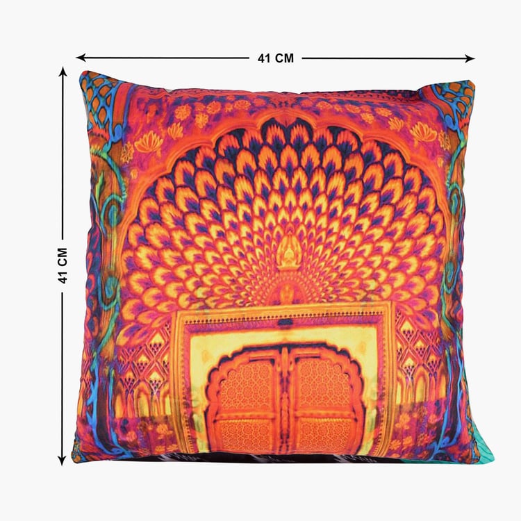 PORTICO Band Baja Barat Multicolour Printed Cotton Cushion Cover - 41x41cm - Set of 2