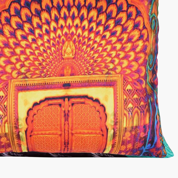 PORTICO Band Baja Barat Multicolour Printed Cotton Cushion Cover - 41x41cm - Set of 2