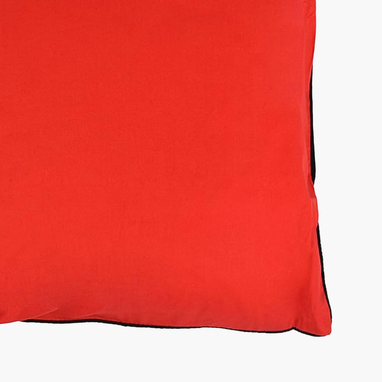 PORTICO Happiness Red Solid Cotton Cushion Covers - 61x61cm - Set of 2