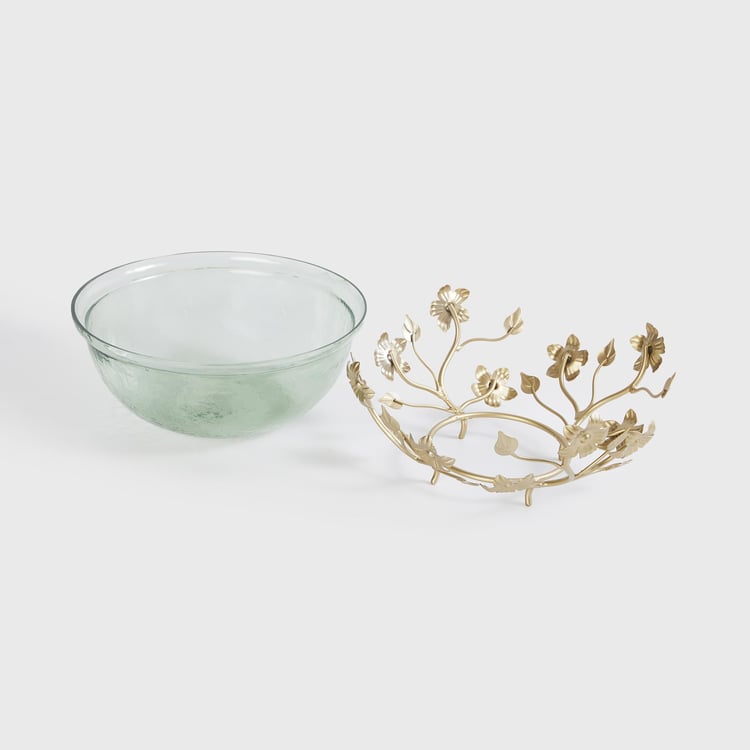 Fiesta Glass Potpourri Bowl with Metal Stand