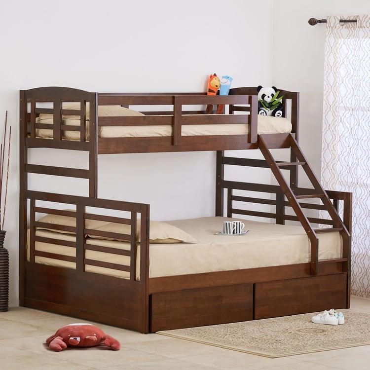 Helios Della Bunk Bed with Drawer Storage - Brown