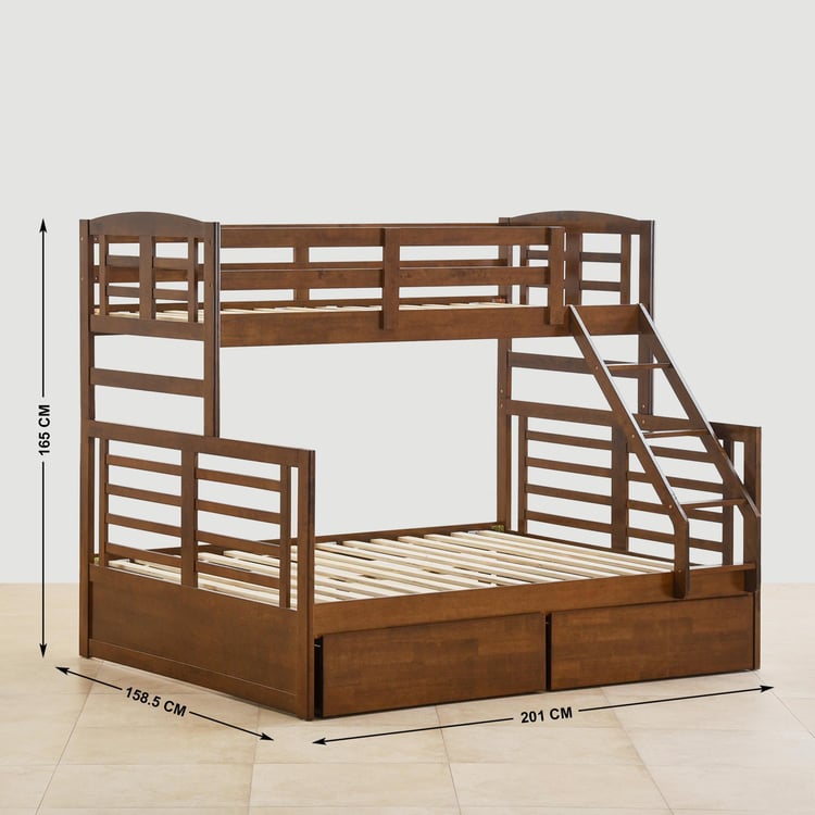 Helios Della Bunk Bed with Drawer Storage - Brown