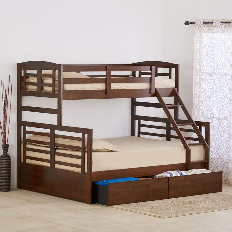 Helios Della Bunk Bed with Drawer Storage - Brown