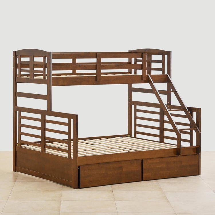 Helios Della Bunk Bed with Drawer Storage - Brown