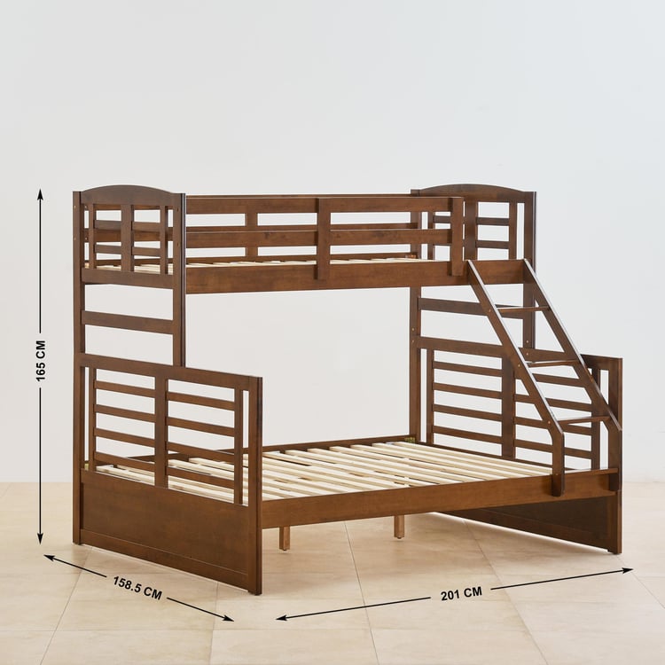 Helios Della Rubber Wood Bunk Bed - Brown