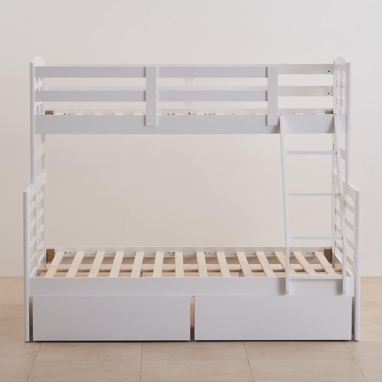 Helios Della Bunk Bed with Drawer Storage - White