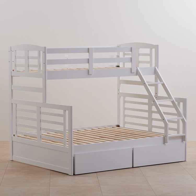 Helios Della Bunk Bed with Drawer Storage - White