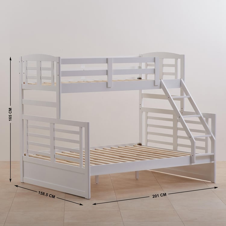 Helios Della Rubber Wood Bunk Bed - White