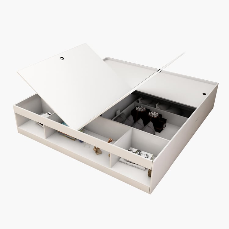 Helios Reynan Frosty Queen Bed with Box Storage - White