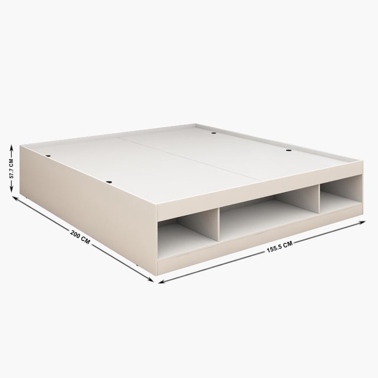 Helios Reynan Frosty Queen Bed with Box Storage - White