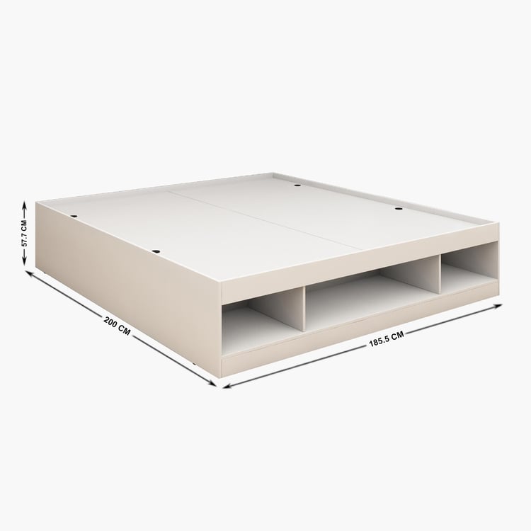 Helios Reynan Frost King Bed with Box Storage - White